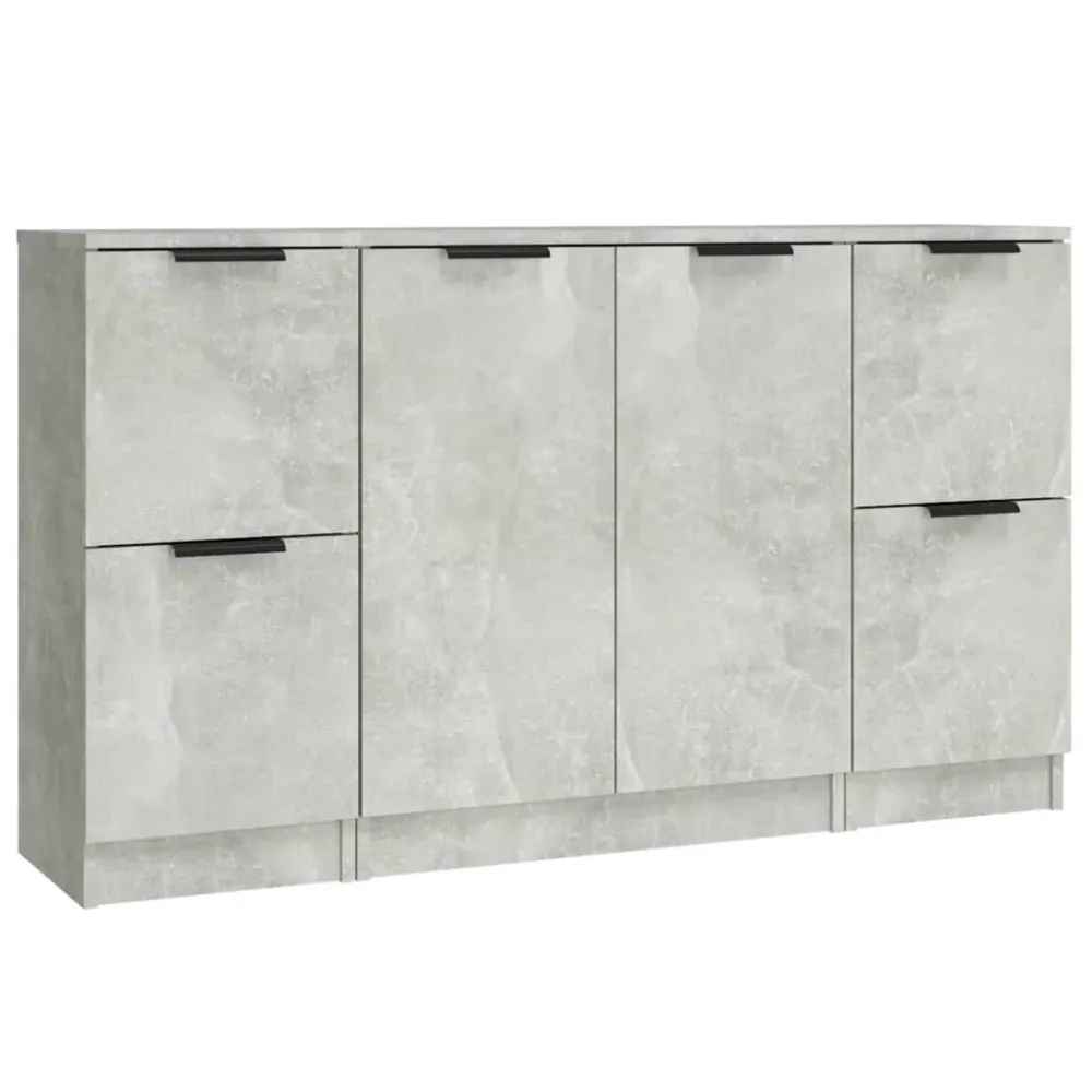 Buffet bahut commode armoire meuble de rangement organisateur cuisine salle de séjour salons 3 pcs bois d'ingénierie gris...