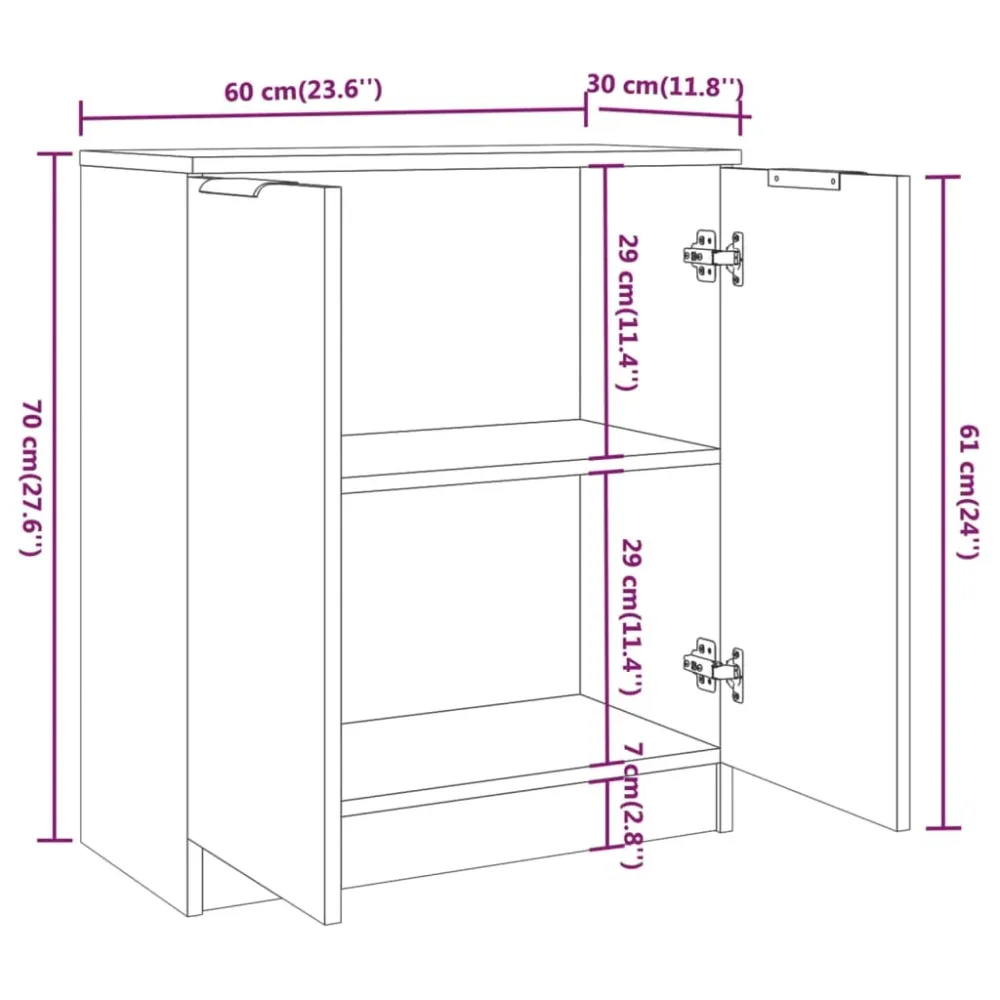 Buffet bahut commode armoire meuble de rangement organisateur cuisine salle de séjour salonsonoma 60 x 30 x 70 cm bois d'i...