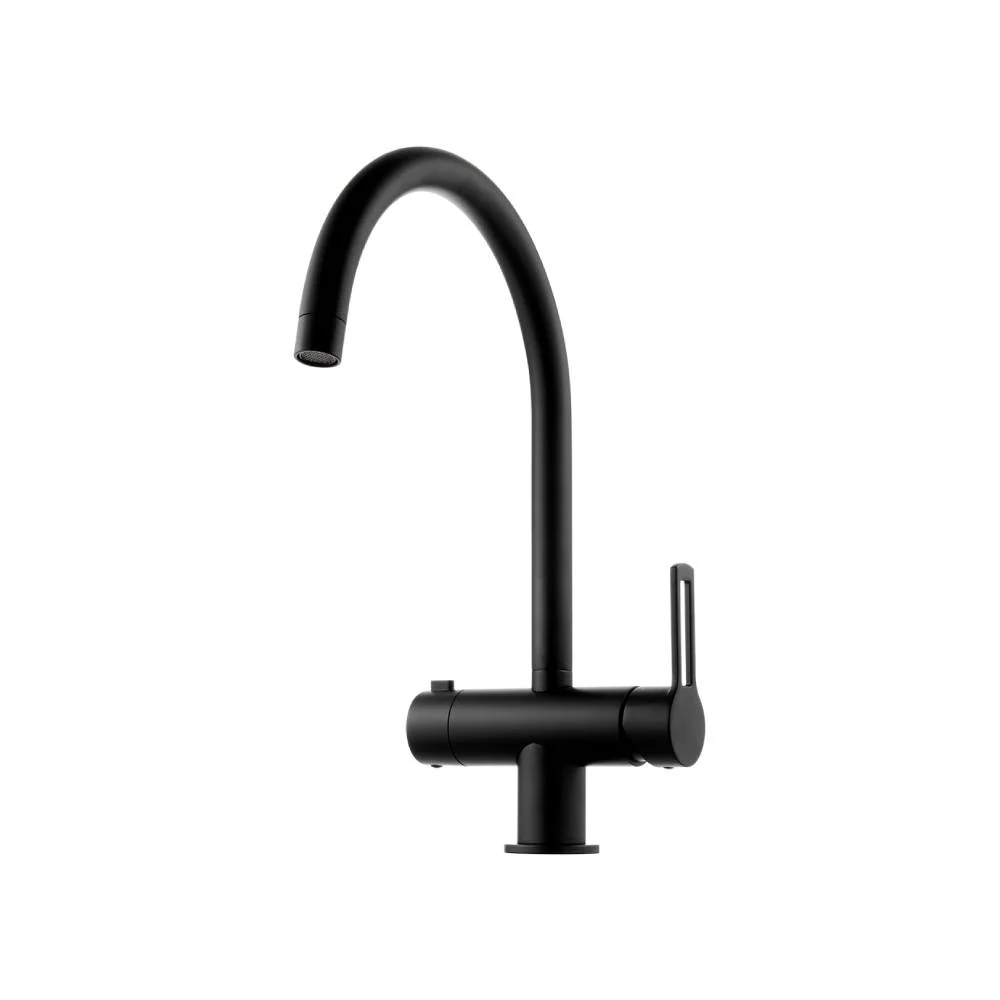 Certifié NF Sanitaire Mitigeur de cuisine série Ringo modèle RIN184NO couleur noir mat avec raccord lave-vaisselle Paffoni