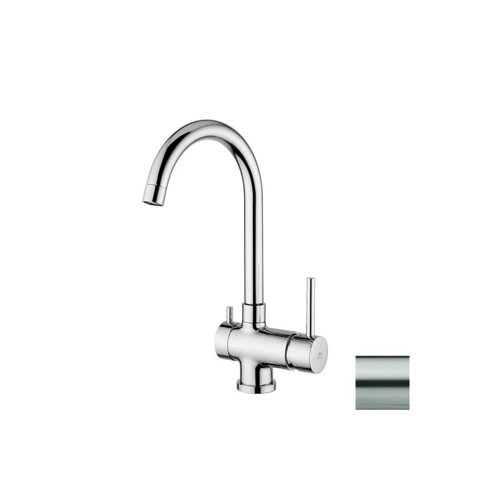 Mitigeur de cuisine série Stick modèle SK184ST avec raccord lave-vaisselle aspect acier Paffoni pour Salle de Bain Familiale
