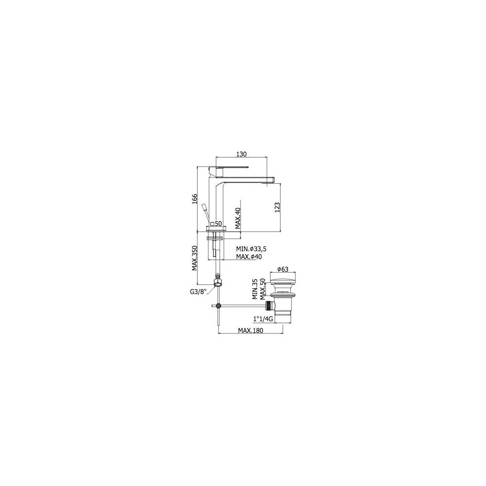 Mitigeur lavabo avec vidage série Tango modèle TA075ST aspect acier Paffoni
