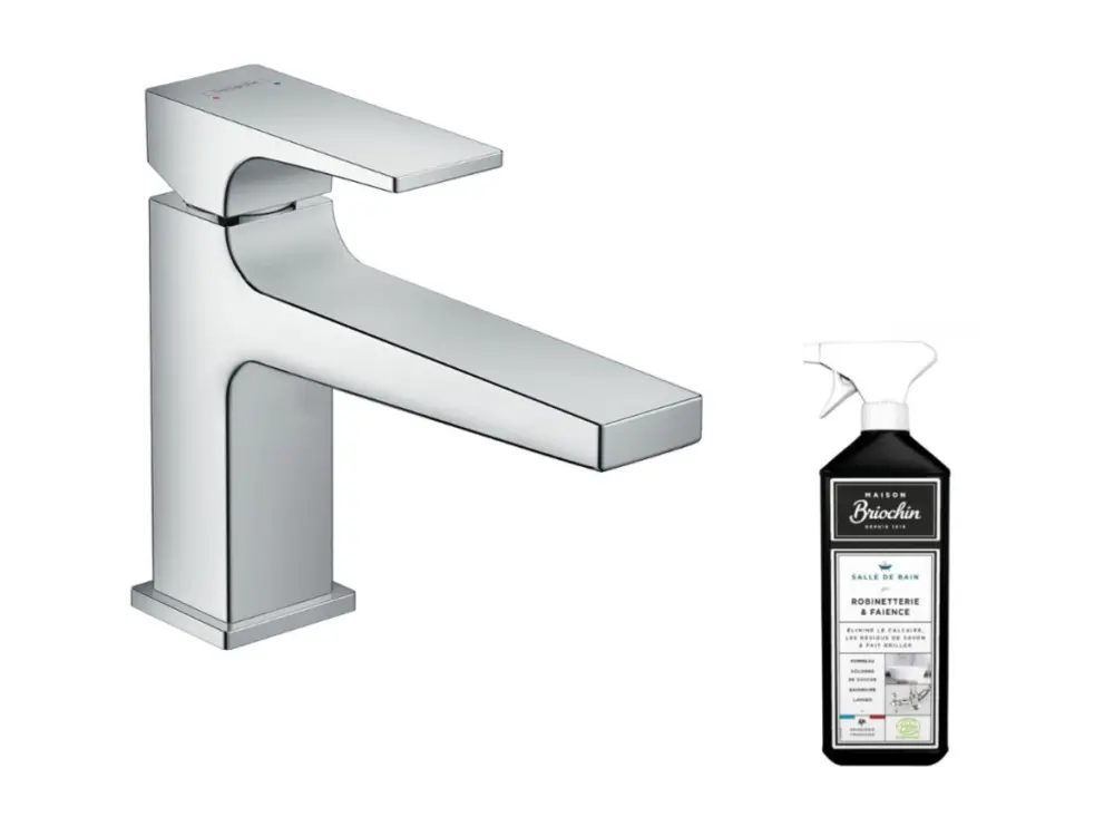 Mitigeur lavabo HANSGROHE Metropol 100 bec allongé + nettoyant Briochin