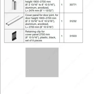 Ensemble de profilé vertical pour Folding Concepta III