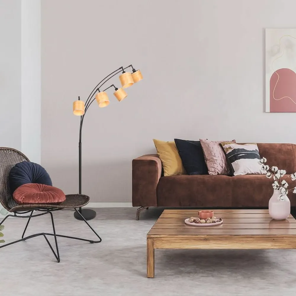 Haute Résistance Lampadaire Arc Noir 5 Lumières | Qile