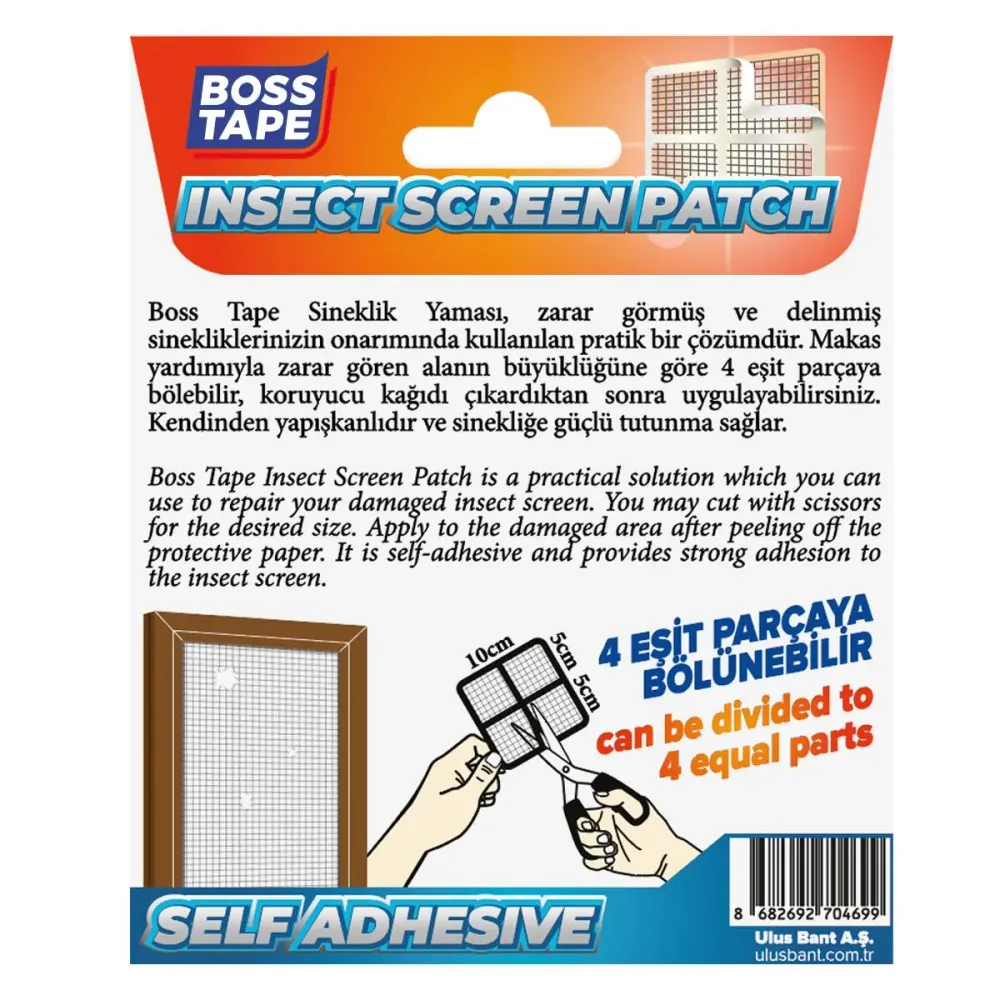 Kit Réparation BOSS TAPE Moustiquaire – Patch Autocollant 4pcs