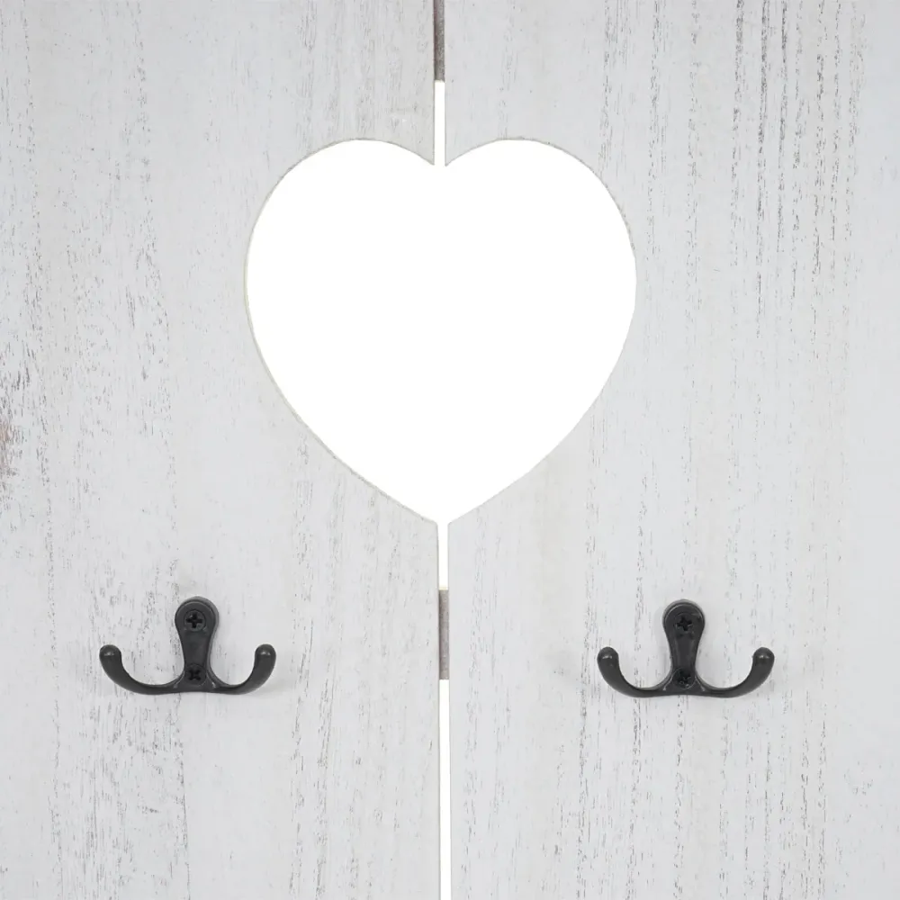 Armoire porte-manteau mural Home meuble d'entrée 91x60cm avec 8 crochets blanc vieilli 04_0000994