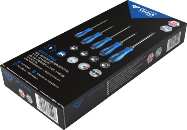 Brilliant Tools Jeu de tournevis avec capuchon à impact 5 pièces fendu PH Phillips BT031020 acquérir à bas prix