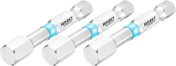 Embout Hazet six pans plein 63 (1/4 pouce) profil à six pans creux 8 mm nombre d'outils : 3 version longue ouvert...
