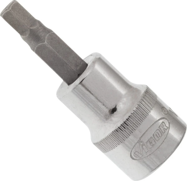 Embout de tournevis VIGOR carré creux 10 mm (3/8") profil six pans intérieur 5 mm longueur : 49 mm pour commande...