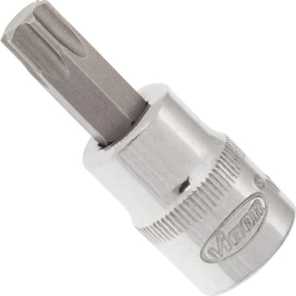 Embout de tournevis VIGOR TORX carré creux 10 mm (3/8") profil TORX interne T50 longueur : 49 mm pour fonctionnem...