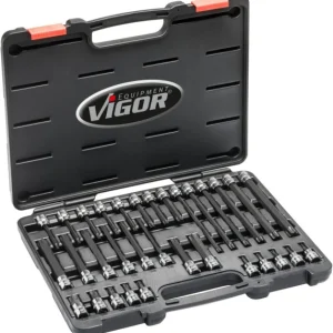 Jeu d'embouts de tournevis VIGOR TORX carré creux 10 mm (3/8 pouce) profil TORX interne T20 - T70 nombre d�...