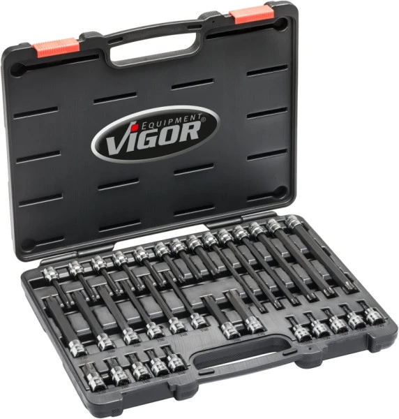 Jeu d'embouts de tournevis VIGOR TORX carré creux 10 mm (3/8 pouce) profil TORX interne T20 - T70 nombre d�...