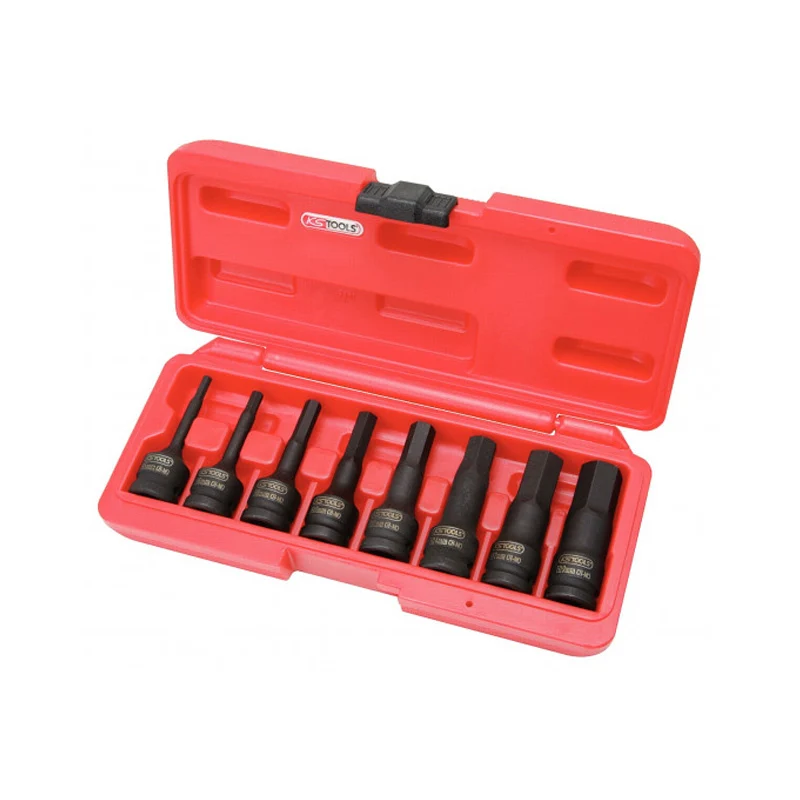 Jeu de 8 douilles tournevis à chocs longues 6 pans 1/2'', 5-6-8-10-12-14-17-19 mm - KS TOOLS - 911.0902