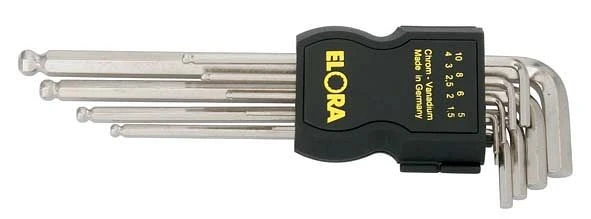 Jeu de tournevis à tête sphérique ELORA extra 9 pièces 15-10 mm dans un support en plastique 159SKUB 0159535903000 obtenir...