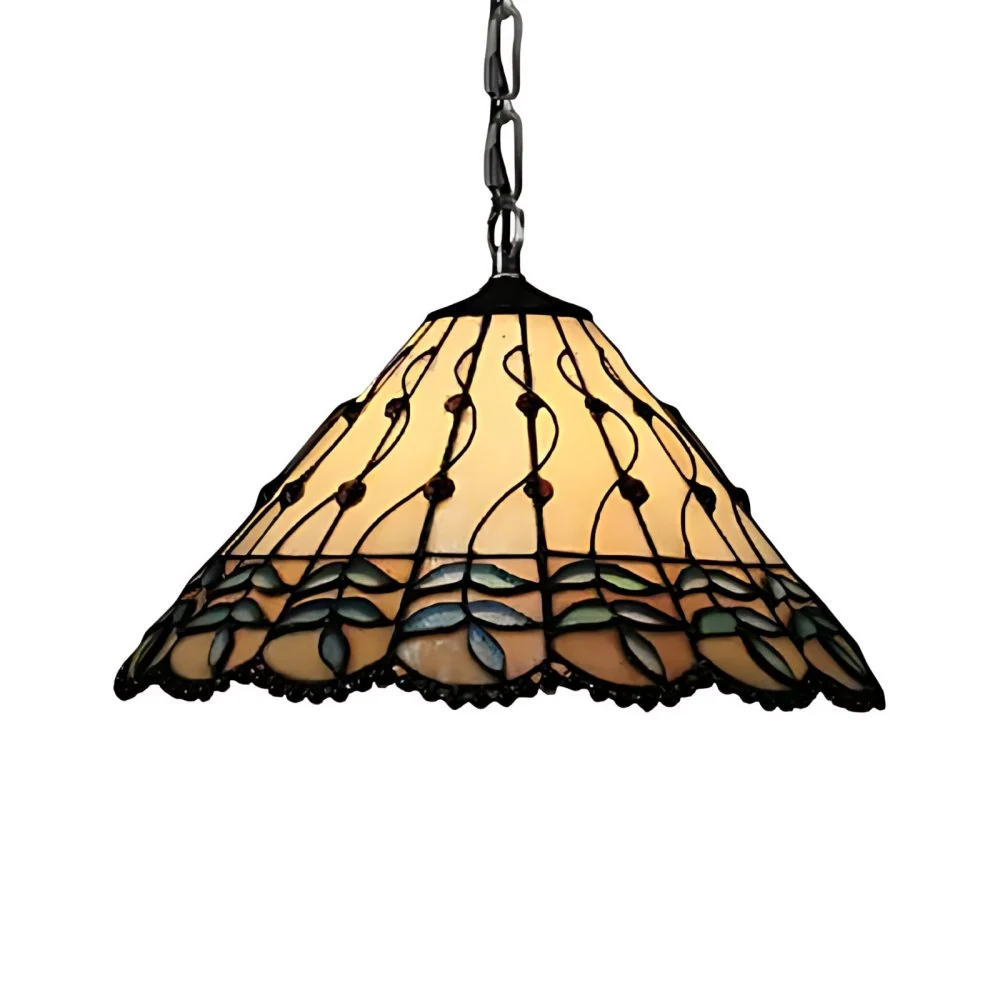 Lampes suspendues de cuisine en verre teinté avec chaînes réglables, plafonnier à cône Tiffany