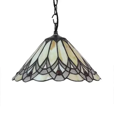 Lampes suspendues de cuisine en verre teinté avec chaînes réglables, plafonnier à cône Tiffany