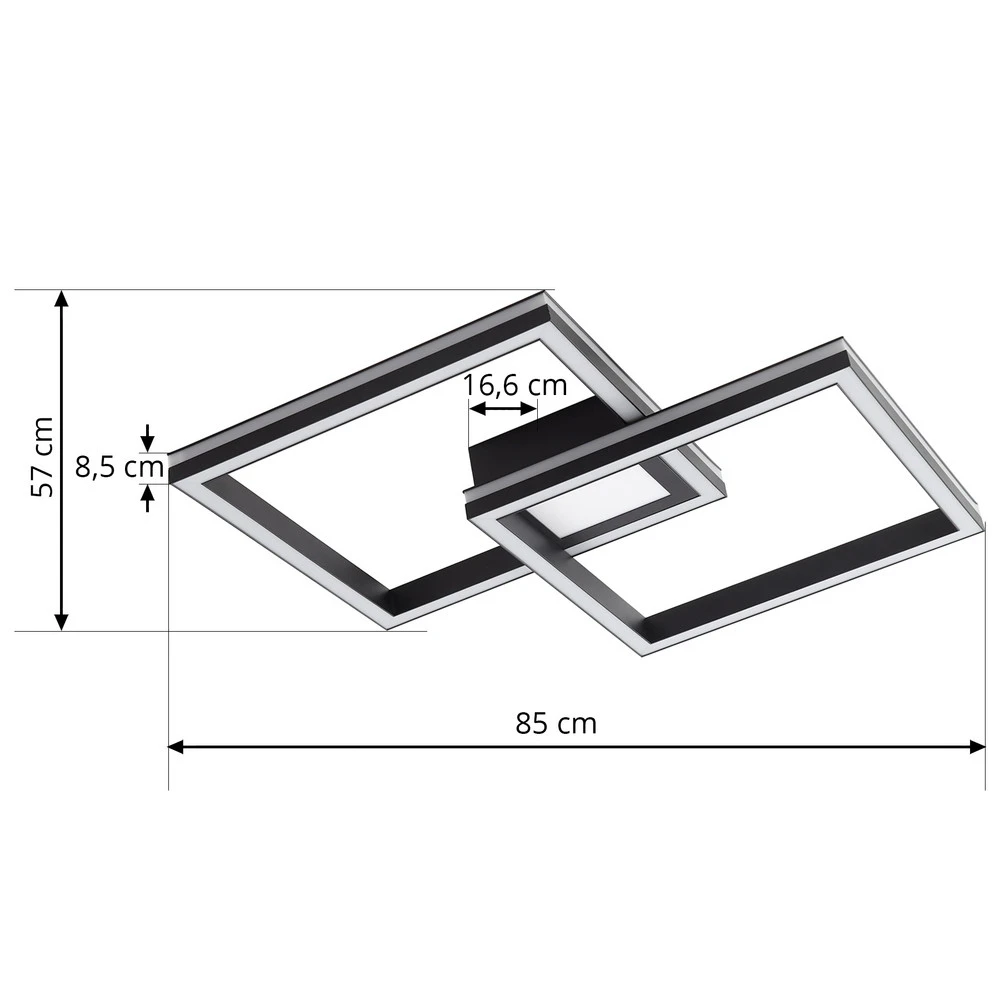 Lucande Connecté Plafonnier LED Tjado, 85cm, noir, RVB, CCT