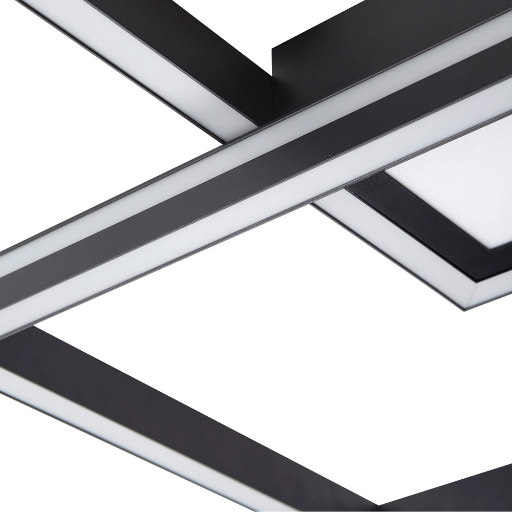 Lucande Connecté Plafonnier LED Tjado, 85cm, noir, RVB, CCT