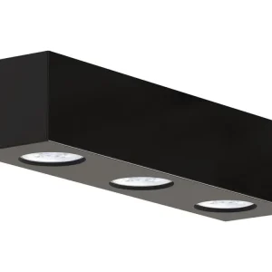 MANHATTAN L Plafonnier, 3X GU10, max 33W, métal, noir brillant, 30x10cm