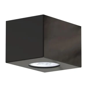 MANHATTAN S Plafonnier, 1X GU10, max 33W, métal, noir brillant, 10x10cm