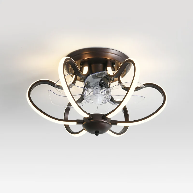Metall-Twist-Deckenventilatorlampe mit 7 Flügeln, schlichter Stil, 19,5 Zoll breite, halbbündige LED-Leuchte mit Fernbedie...