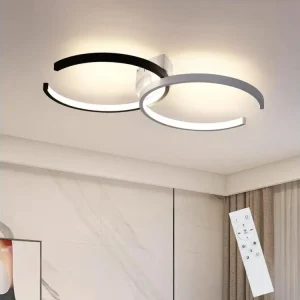 NETTLIFE Plafonnier LED 37W, 54x32x8,5cm tendance dimmable avec télécommande en métal lampe de salon design pour chambre s...
