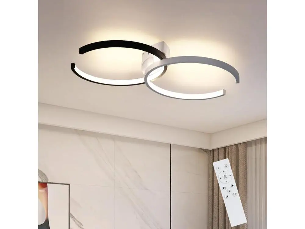 NETTLIFE Plafonnier LED 37W, 54x32x8,5cm tendance dimmable avec télécommande en métal lampe de salon design pour chambre s...