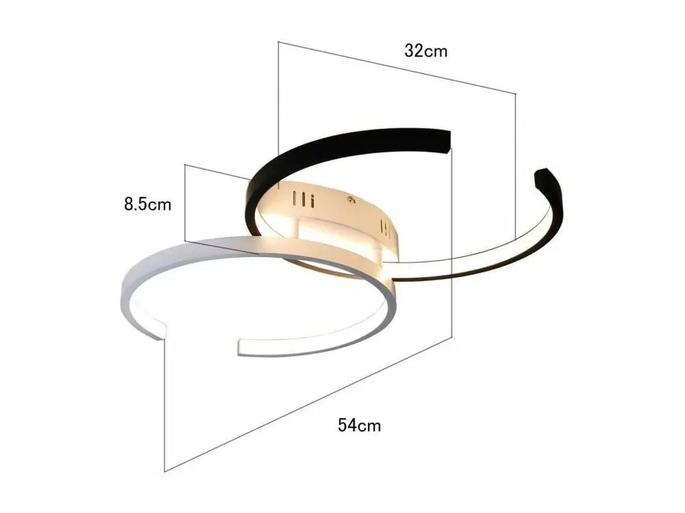 NETTLIFE Plafonnier LED 37W, 54x32x8,5cm tendance dimmable avec télécommande en métal lampe de salon design pour chambre s...