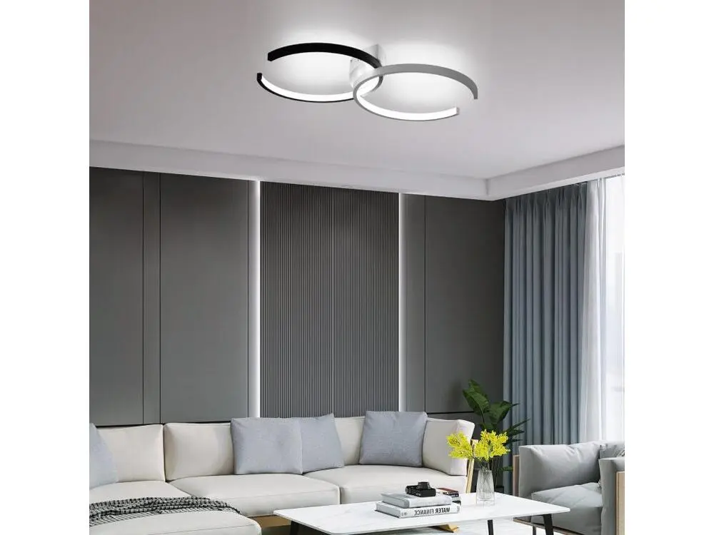 NETTLIFE Plafonnier LED 37W, 54x32x8,5cm tendance dimmable avec télécommande en métal lampe de salon design pour chambre s...