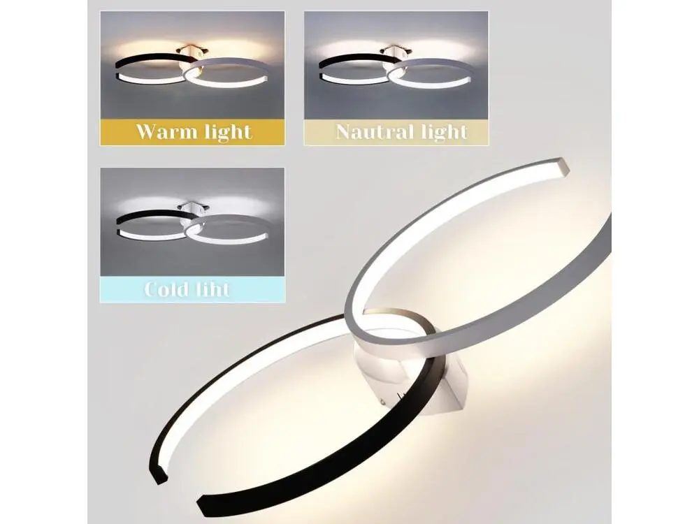 NETTLIFE Plafonnier LED 37W, 54x32x8,5cm tendance dimmable avec télécommande en métal lampe de salon design pour chambre s...