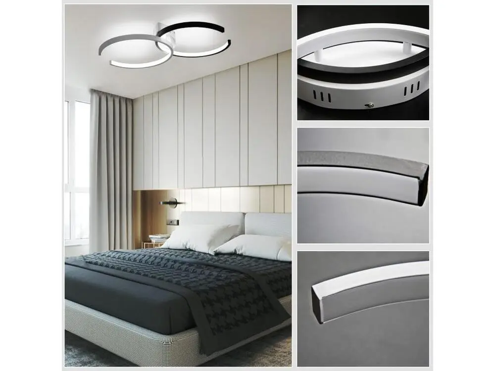 NETTLIFE Plafonnier LED 37W, 54x32x8,5cm tendance dimmable avec télécommande en métal lampe de salon design pour chambre s...