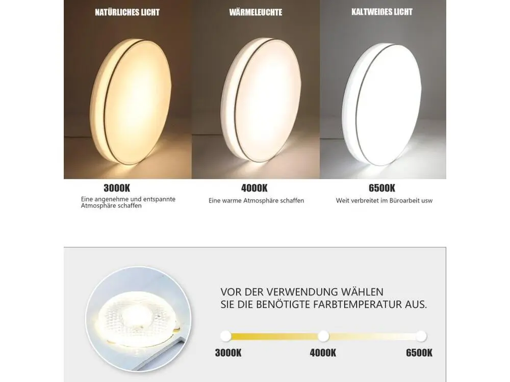 NETTLIFE Plafonnier LED 38CM Dimmable avec Télécommande Blanc Ronde Lampe de Plafond Tissu Novateur pour Salon Chambre Cou...