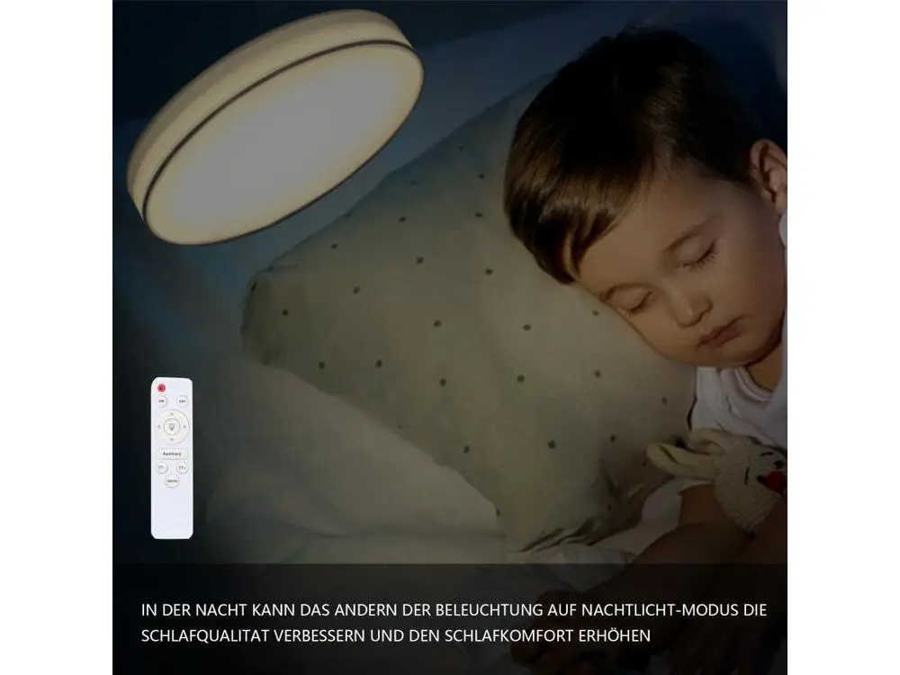 NETTLIFE Plafonnier LED 38CM Dimmable avec Télécommande Blanc Ronde Lampe de Plafond Tissu Novateur pour Salon Chambre Cou...