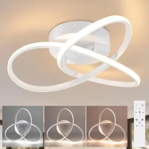 NETTLIFE Plafonnier LED Blanc Dimmable 40CM Actuel avec Télécommande Lampe Design Géométrie 33W pour Salon Chambre Cuisine...