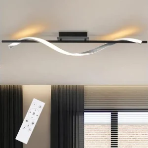NETTLIFE Plafonnier LED Design Moderne Lampe de Salon 100 cm de Prolongé Dimmable avec Télécommande 22 W pour Chambre Cuis...
