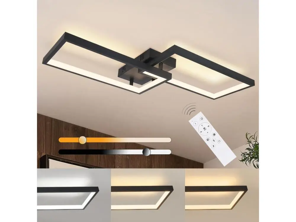 NETTLIFE Plafonnier LED dimmable avec télécommande 40W métal design novateur lampe de chambre lampe de cuisine pour chambr...