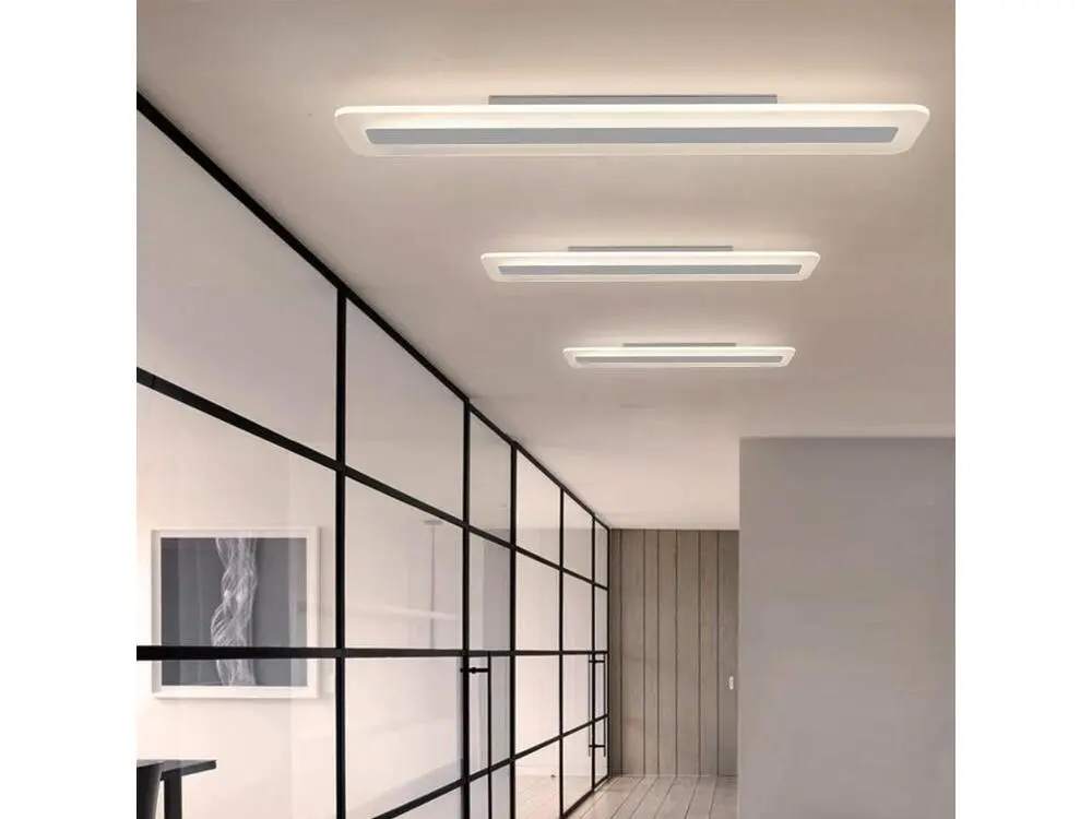 NETTLIFE Plafonnier LED Moderne 80CM Blanc Prolongé Lampe de Dimmable avec Télécommande Plat Acrylique pour Salon Chambre...