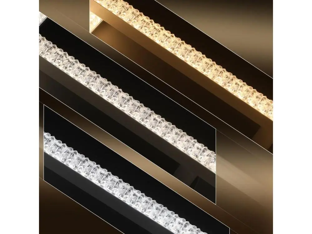 NETTLIFE Plafonnier LED Noir Lampe de Salon 75CM Dimmable Lampe d'intérieur Design Cristal Actuel avec Télécommande pour C...