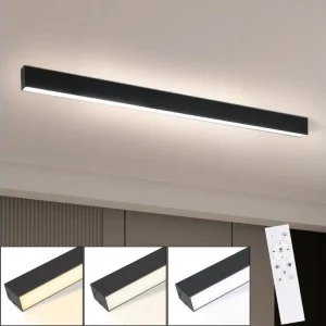 NETTLIFE Plafonnier LED Novateur 53.6CM Noir Dimmable aavec Télécommande 17W Lampe de Bureau Longue Plafond pour Salon Cha...