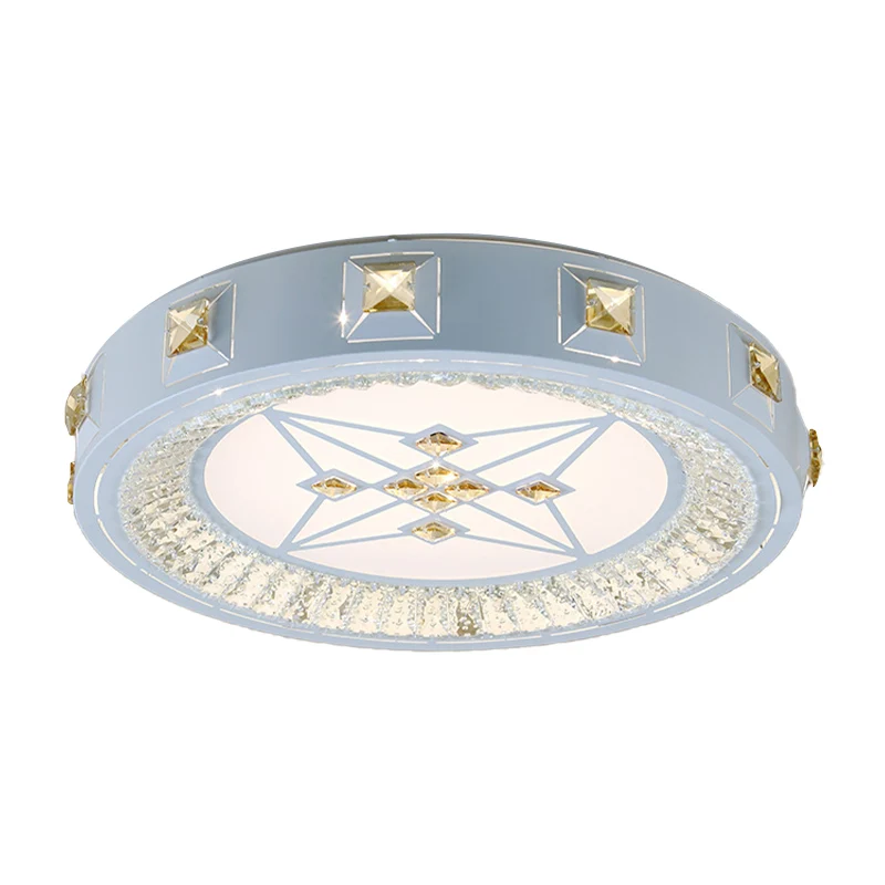 Plafonnier en cristal concave blanc, actuel et élégant, fleur sculptée/soleil/losange, plafonnier LED avec télécommande, g...