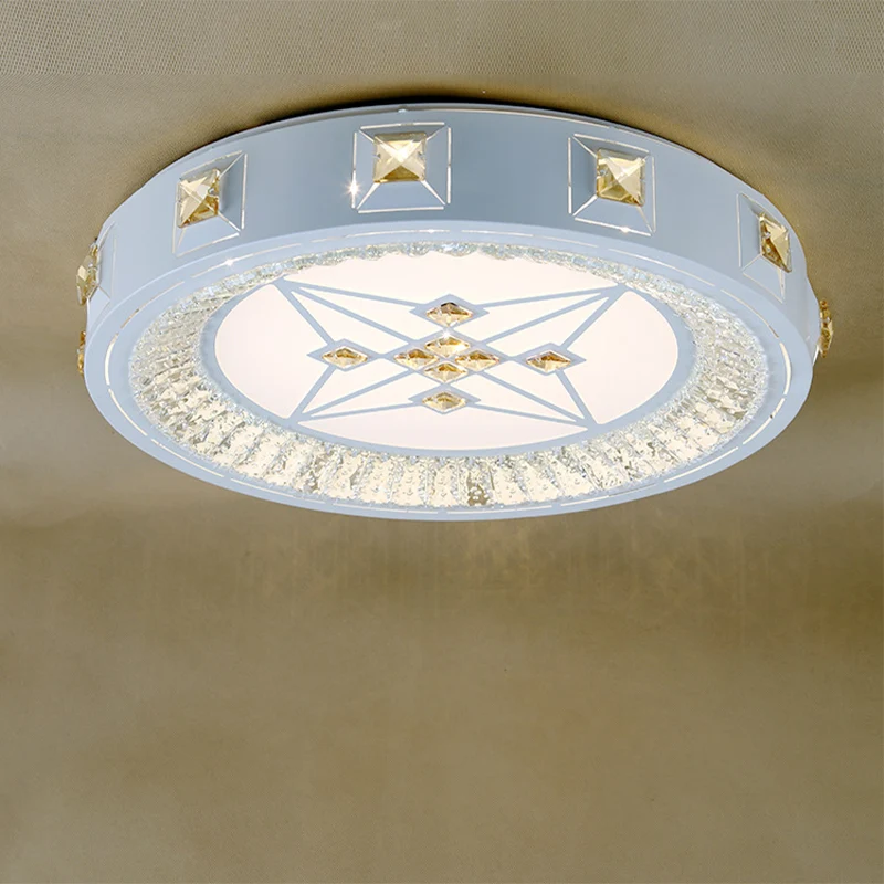 Plafonnier en cristal concave blanc, actuel et élégant, fleur sculptée/soleil/losange, plafonnier LED avec télécommande, g...