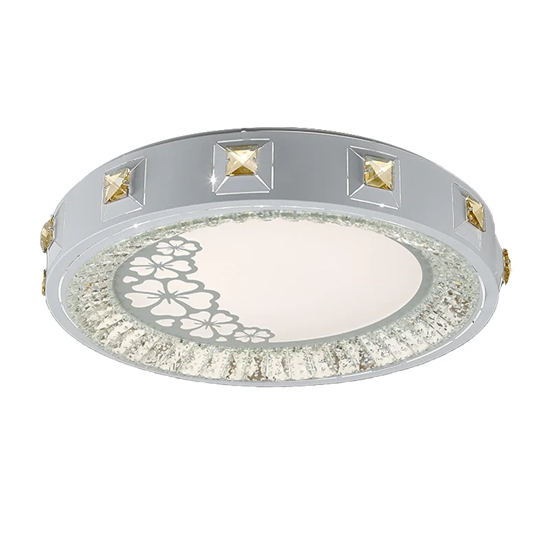 Plafonnier en cristal concave blanc, actuel et élégant, fleur sculptée/soleil/losange, plafonnier LED avec télécommande, g...