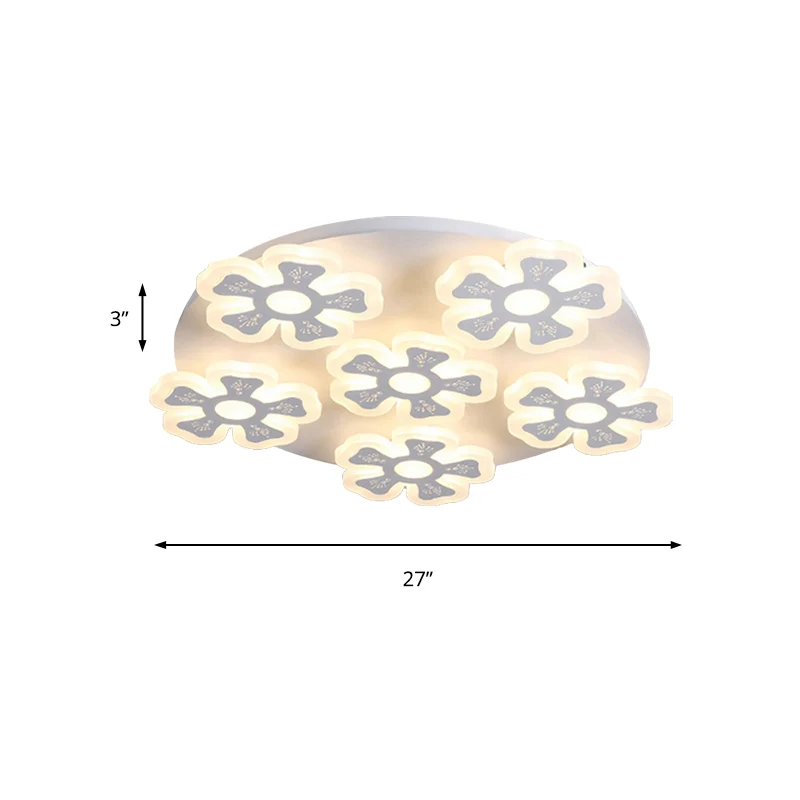 Plafonnier en forme de fleur, luminaire de plafond en acrylique de Style contemporain en blanc pour le salon