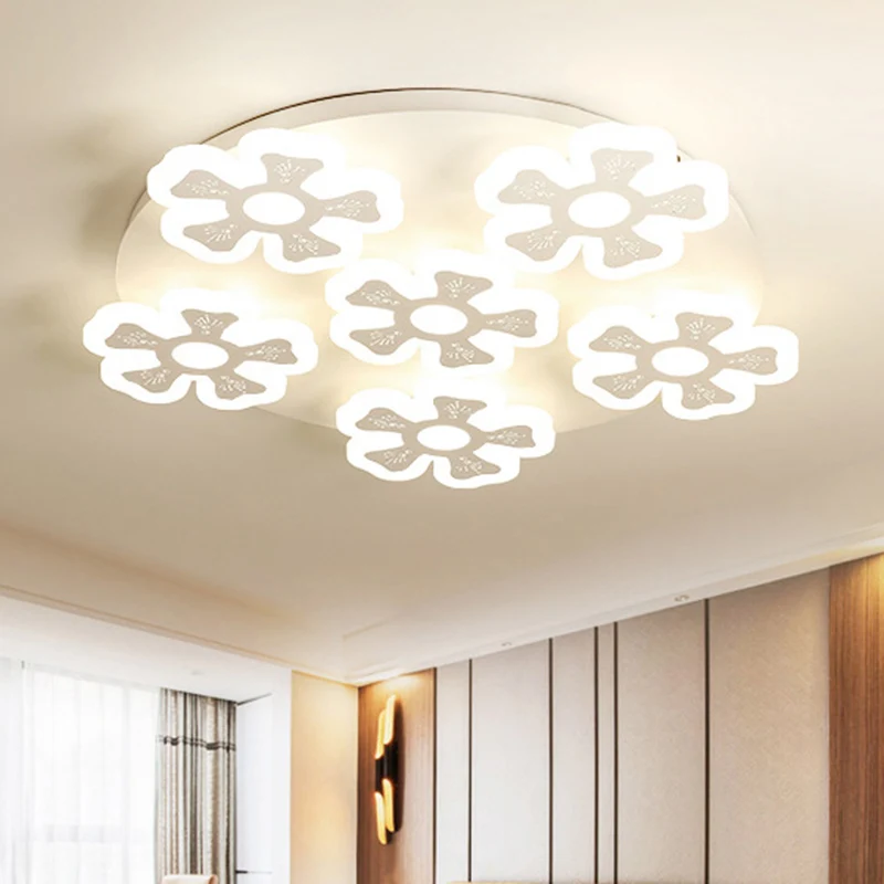 Plafonnier en forme de fleur, luminaire de plafond en acrylique de Style contemporain en blanc pour le salon