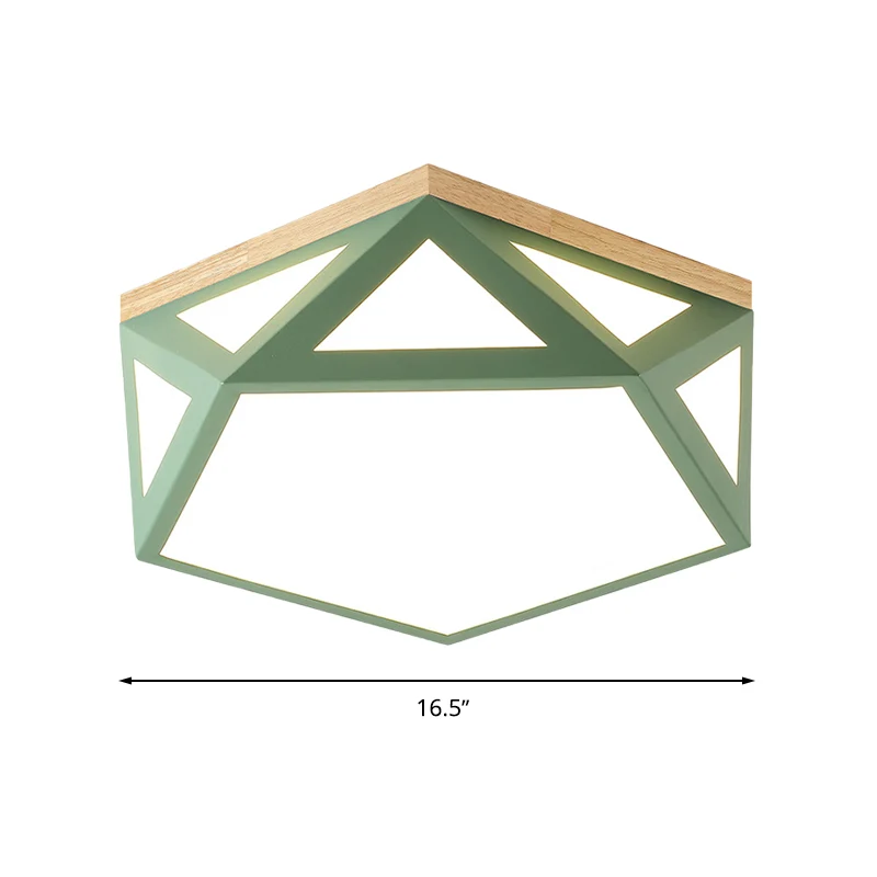 Plafonnier géométrique novateur en acrylique 16,5"/20,5" W LED gris/vert/blanc pour chambre à coucher, lumière chaude/blan...