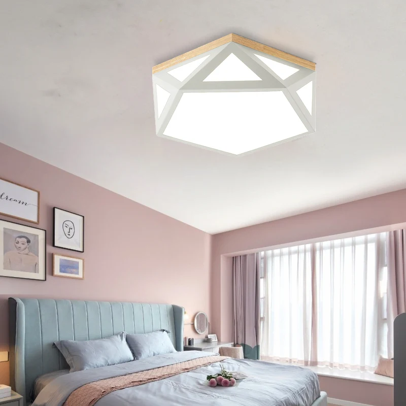 Plafonnier géométrique novateur en acrylique 16,5"/20,5" W LED gris/vert/blanc pour chambre à coucher, lumière chaude/blan...