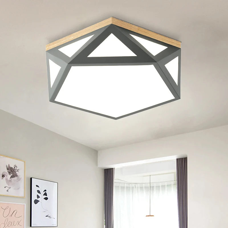 Plafonnier géométrique novateur en acrylique 16,5"/20,5" W LED gris/vert/blanc pour chambre à coucher, lumière chaude/blan...