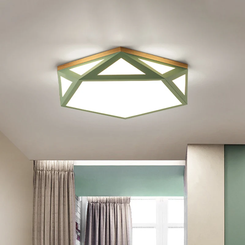 Plafonnier géométrique novateur en acrylique 16,5"/20,5" W LED gris/vert/blanc pour chambre à coucher, lumière chaude/blan...