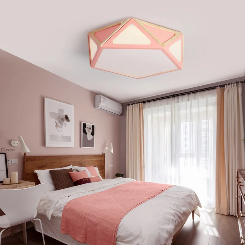 Plafonnier géométrique tendance en acrylique blanc/rose/jaune LED monté au plafond en lumière chaude/blanche, 40,6 cm/49,5...
