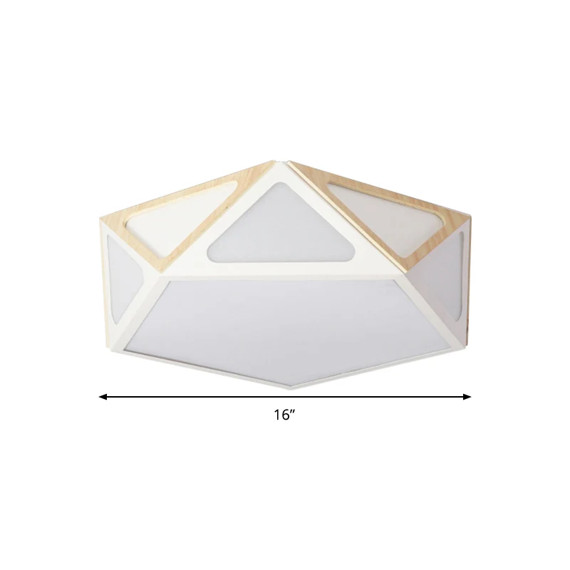 Plafonnier géométrique tendance en acrylique blanc/rose/jaune LED monté au plafond en lumière chaude/blanche, 40,6 cm/49,5...